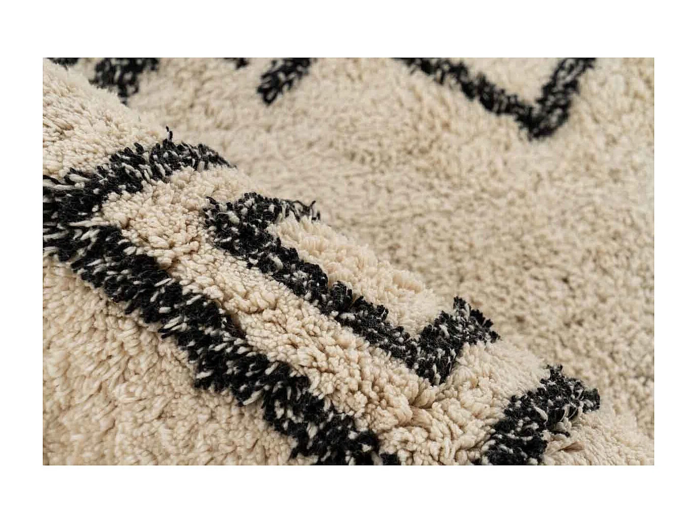 Tapis Tufté à la Main Ethnique "Mylen III" Beige & Noir 80 x 150 cm