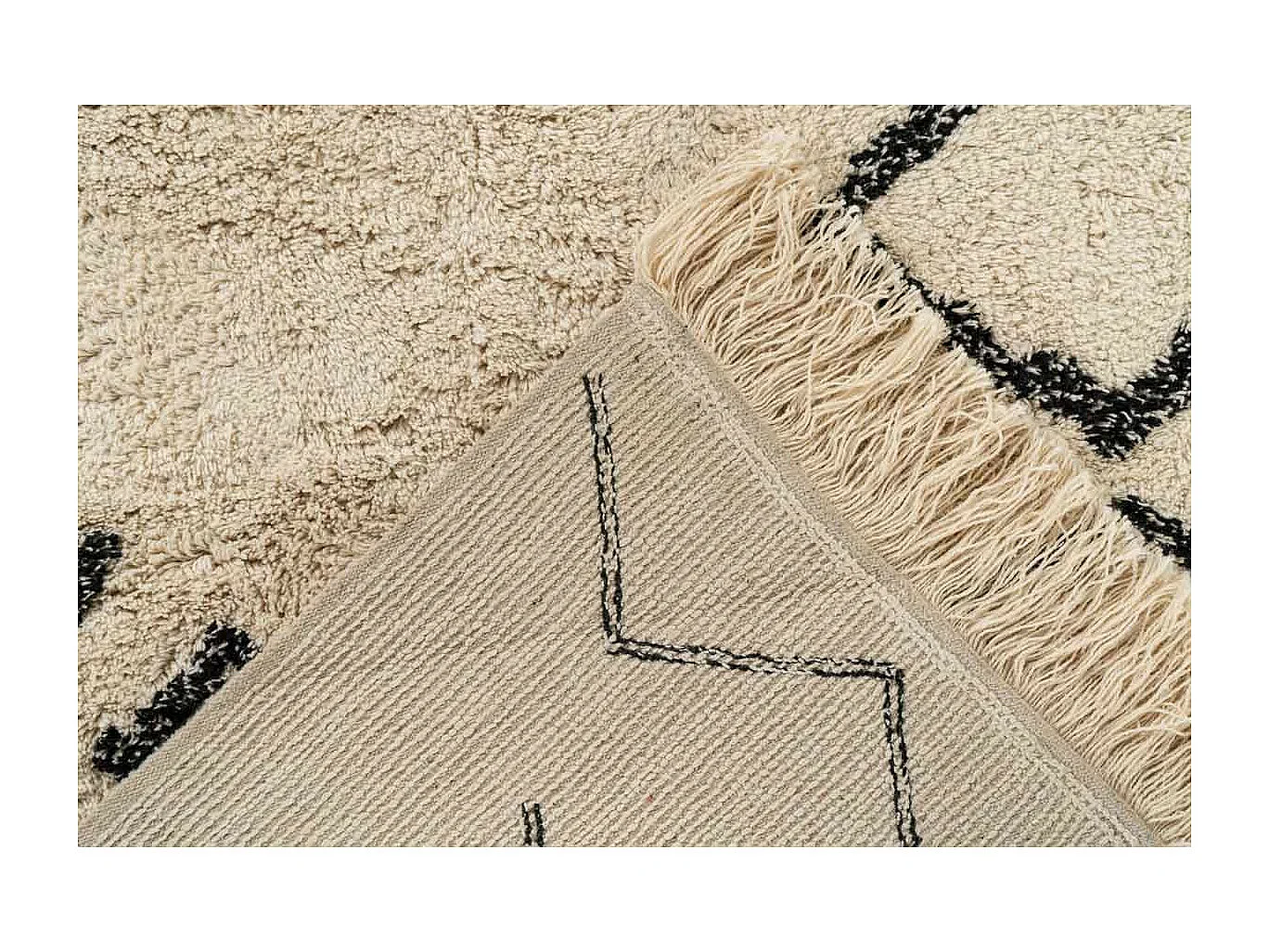 Tapis Tufté à la Main Ethnique "Mylen III" Beige & Noir 80 x 150 cm