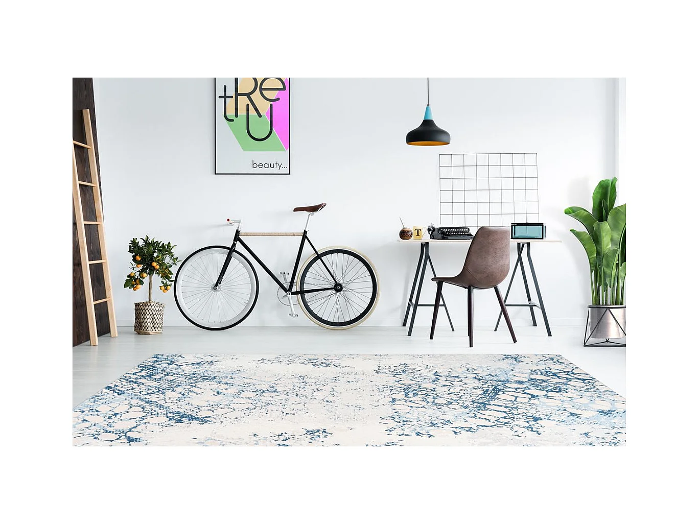 Tapis Effet Délavé à Poils Courts "Galaxy VII" Bleu 80 x 150 cm