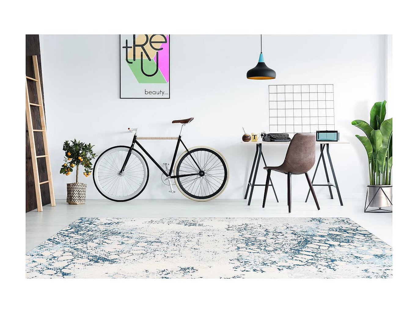 Tapis Effet Délavé à Poils Courts "Galaxy VII" Bleu 80 x 150 cm