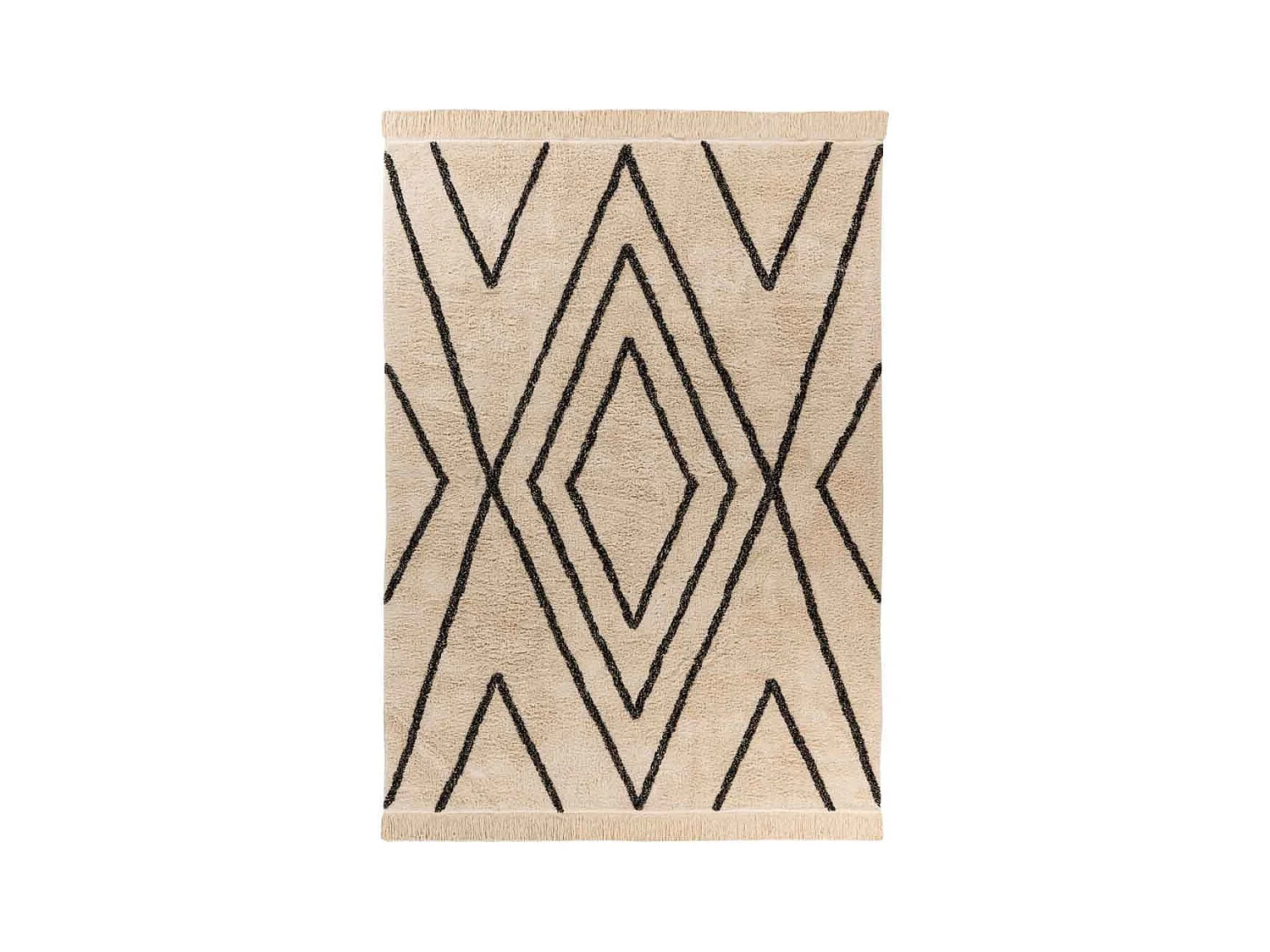 Tapis Tufté à la Main Ethnique "Mylen V" Beige & Noir 80 x 150 cm