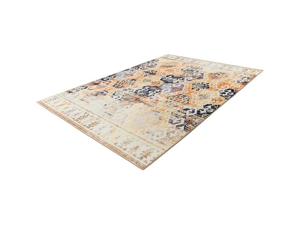 Tapis Tissé Rétro à Poils Courts "Saphira" Beige 80 x 150 cm