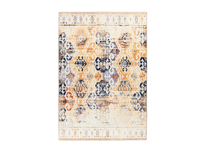Tapis Tissé Rétro à Poils Courts "Saphira" Beige 80 x 150 cm