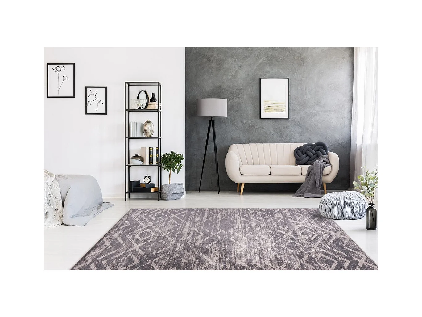 Tapis à Motifs à Poils Courts "Sally" Taupe 160 x 230 cm