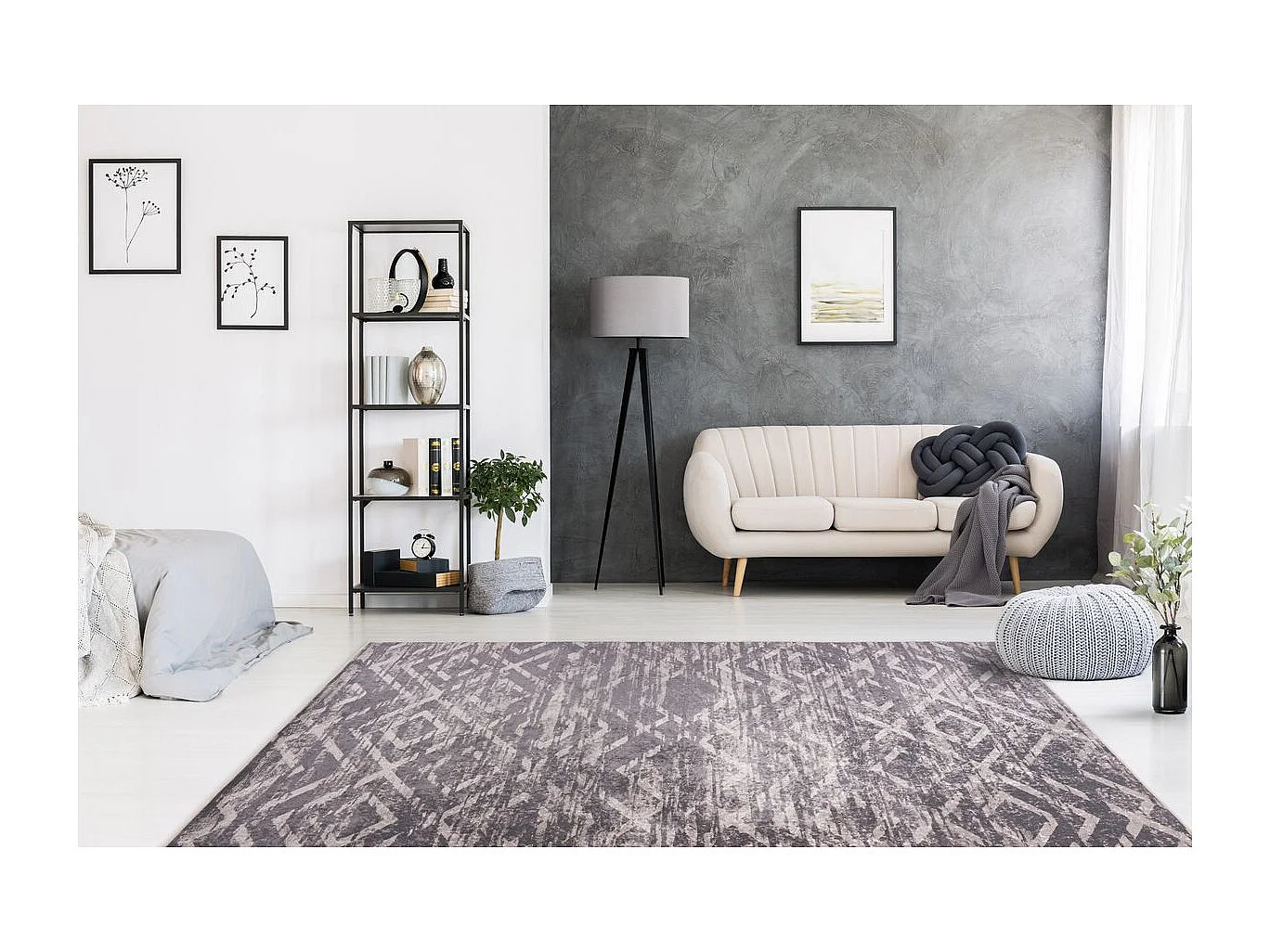 Tapis à Motifs à Poils Courts "Sally" Taupe 160 x 230 cm