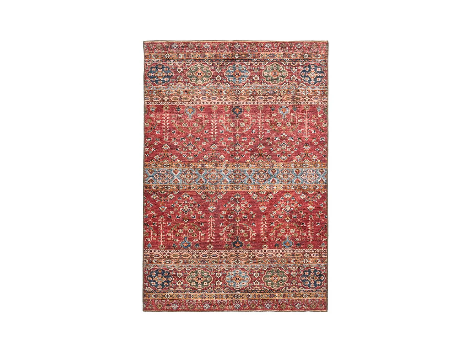 Tapis Tissé Imprimé Ethnique "Fayo" Rouge 75 x 150 cm