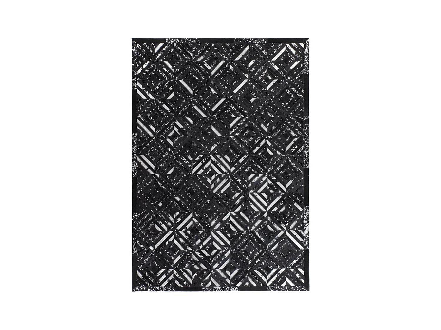 Tapis en Cuir Fait Main "Spark" Noir & Argent 120 x 170 cm