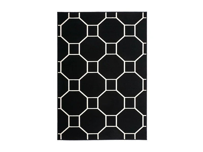 Tapis Effet 3D à Poils Courts "Lina" Noir & Ivoire 160 x 230 cm