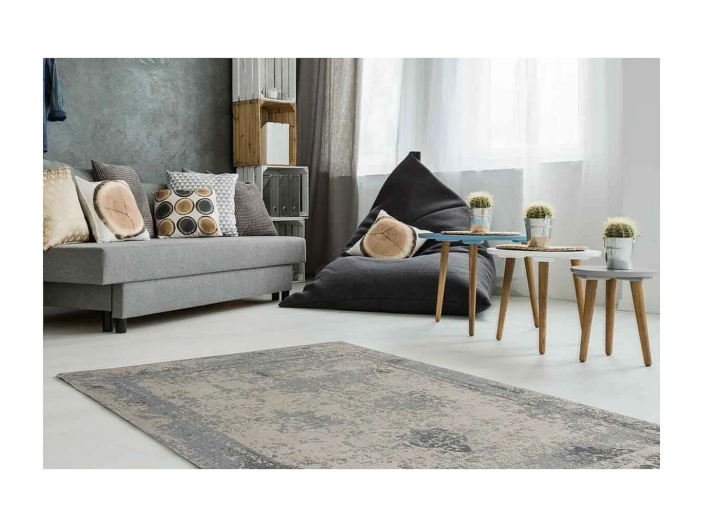 Tapis Vintage Tissé "Nostalgia" Gris 120 x 170 cm