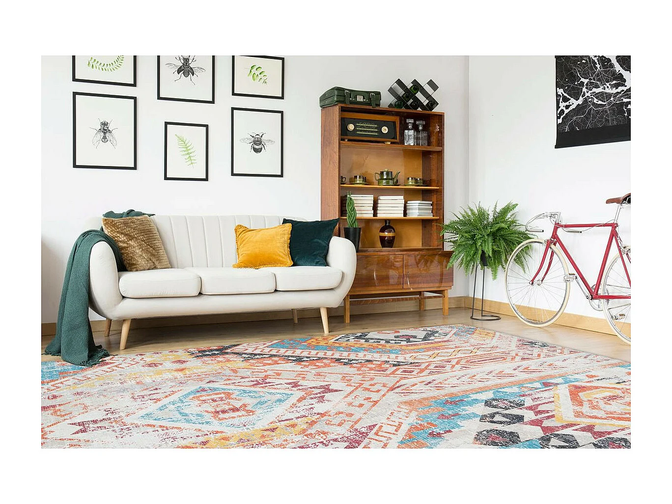 Tapis Ethnique à Poils Courts "Indiana II" Orange 200 x 290 cm