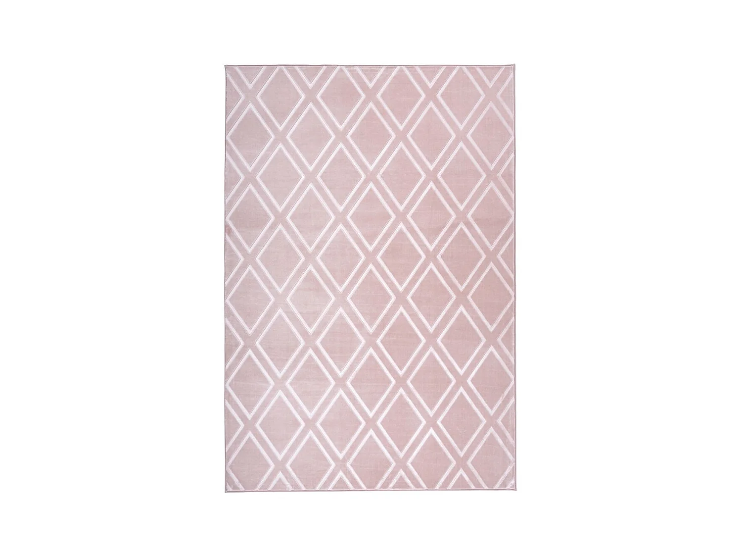 Tapis Imprimé Losange Fait Main "Monroe III" Rose 80 x 300 cm