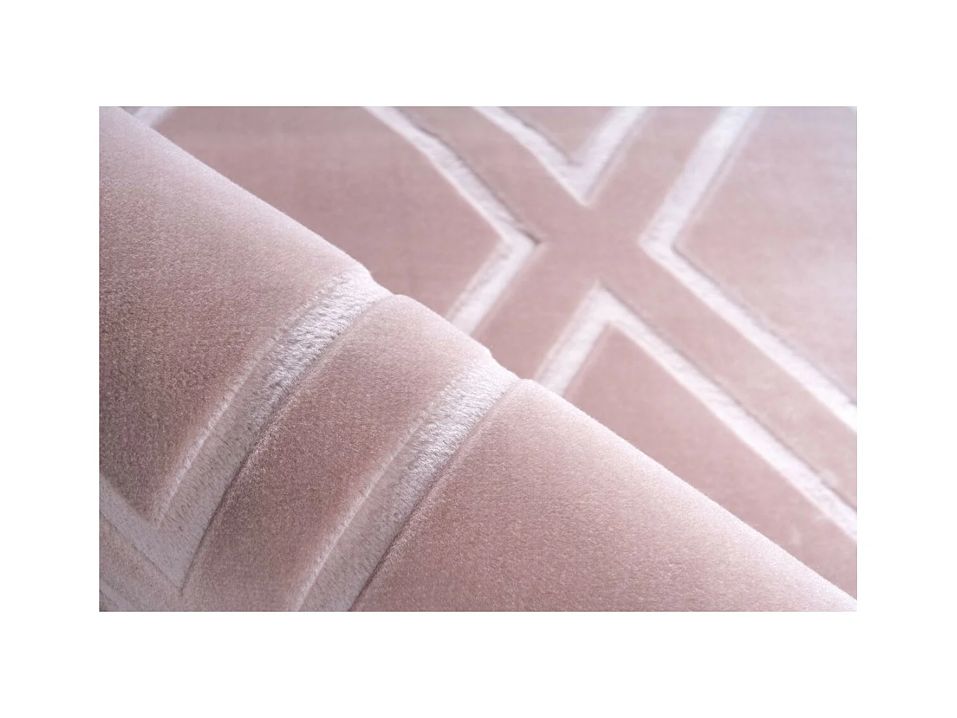 Tapis Imprimé Losange Fait Main "Monroe III" Rose 80 x 300 cm