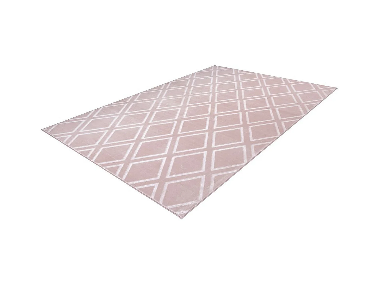 Tapis Imprimé Losange Fait Main "Monroe III" Rose 80 x 300 cm