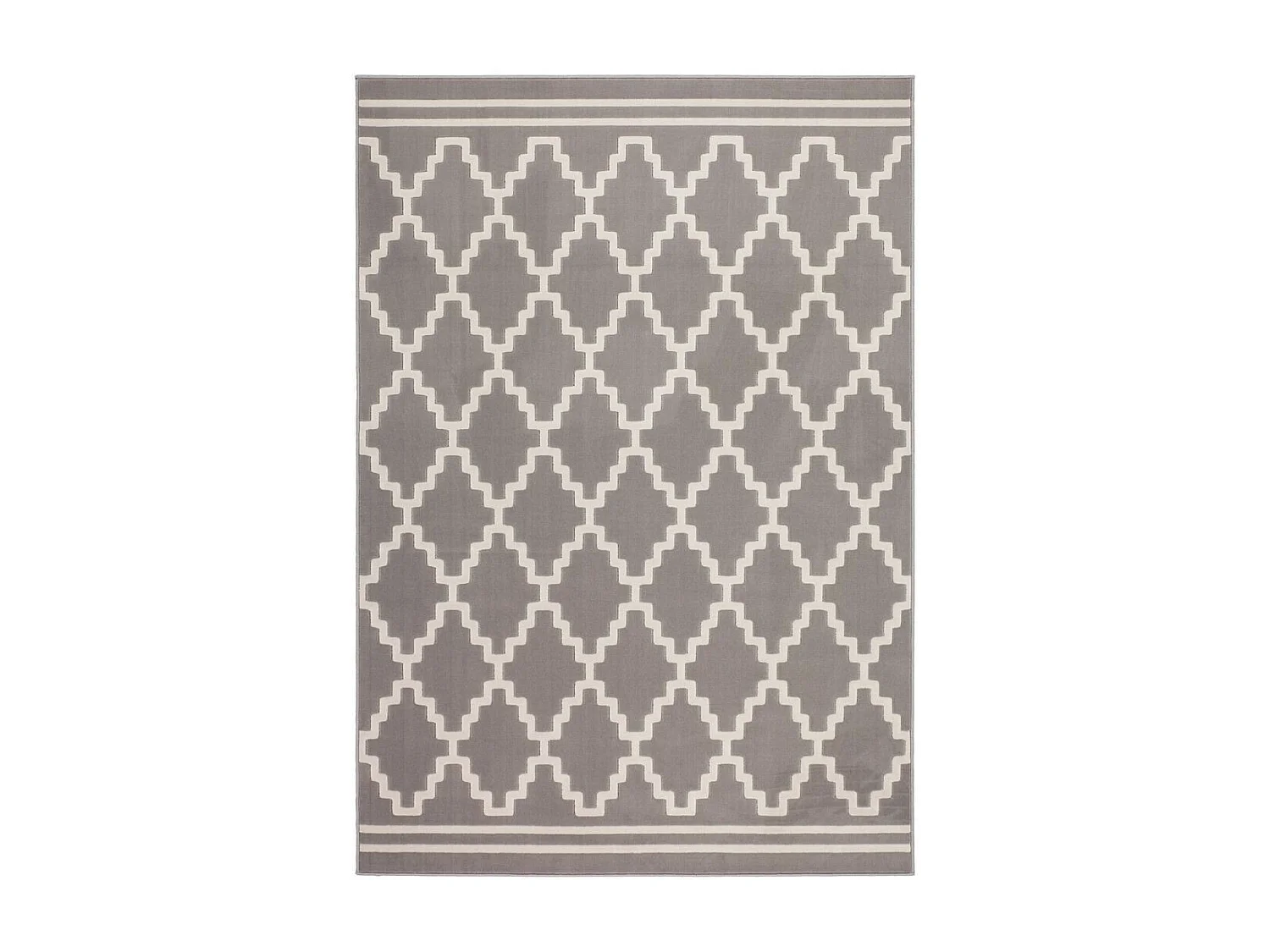 Tapis Imprimé Losange à Poils Courts "Lina" Taupe 80 x 150 cm