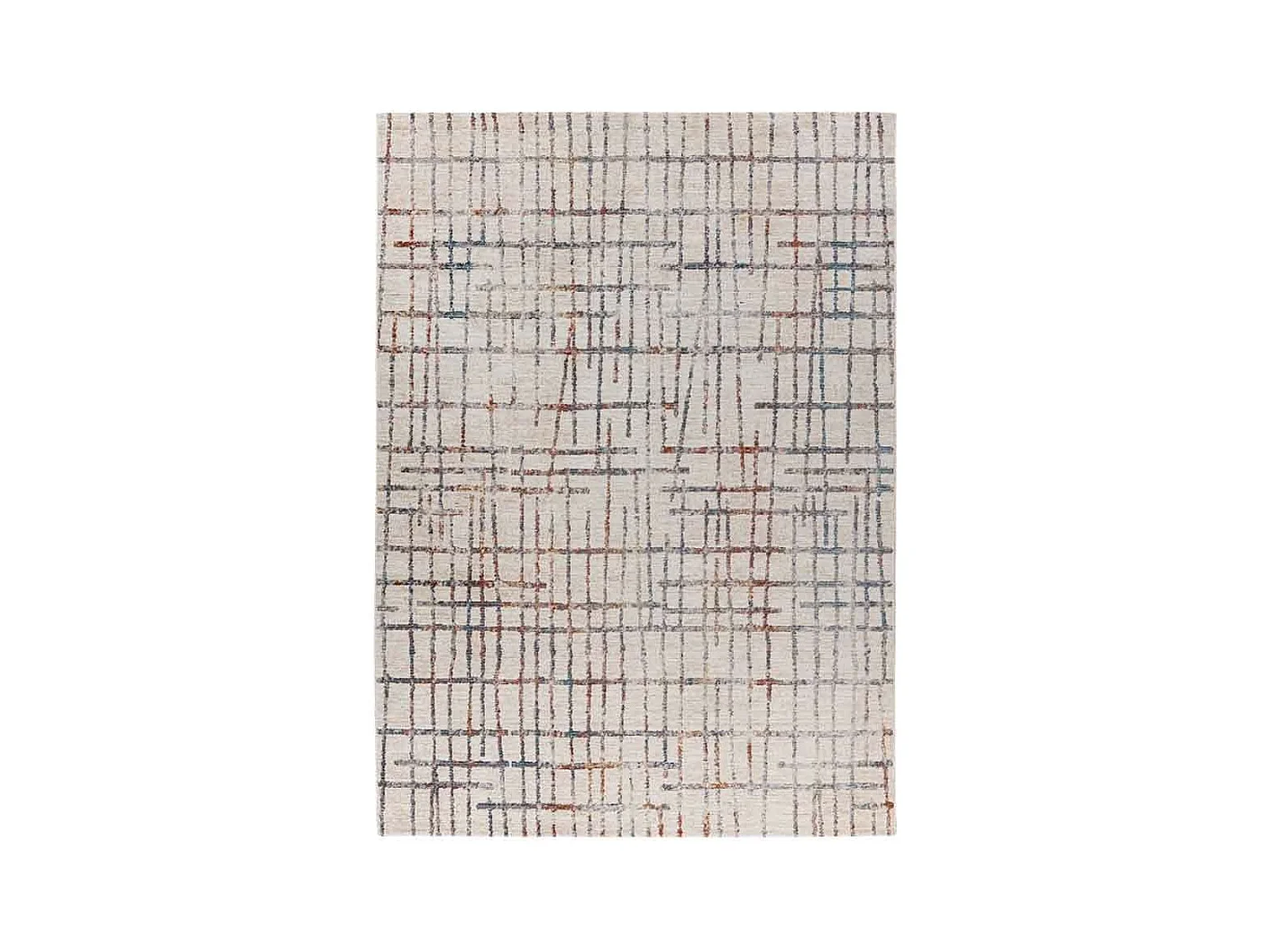 Tapis Tissé Imprimé Géométrique "Jaka" Crème 80 x 150 cm