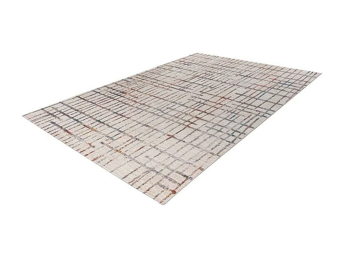 Tapis Tissé Imprimé Géométrique "Jaka" Crème 80 x 150 cm