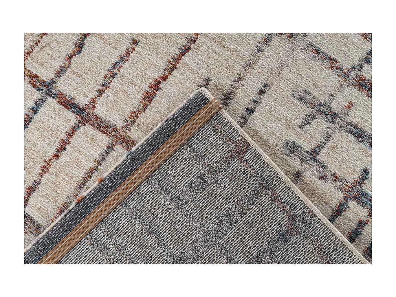 Tapis Tissé Imprimé Géométrique "Jaka" Crème 80 x 150 cm