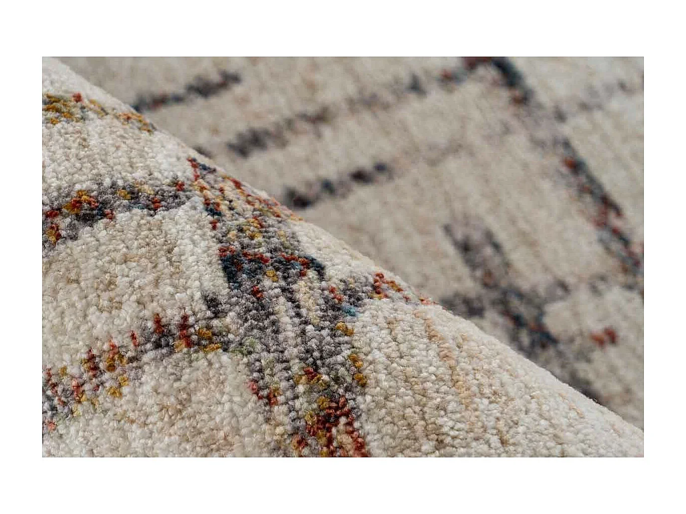 Tapis Tissé Imprimé Géométrique "Jaka" Crème 80 x 150 cm