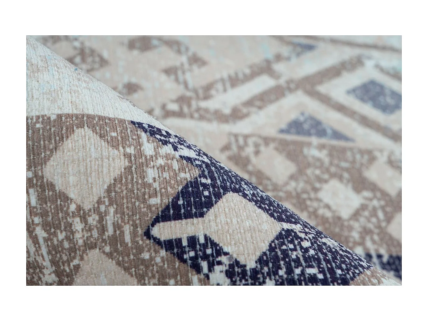 Tapis Ethnique à Poils Courts "Indiana II" Bleu 80 x 150 cm