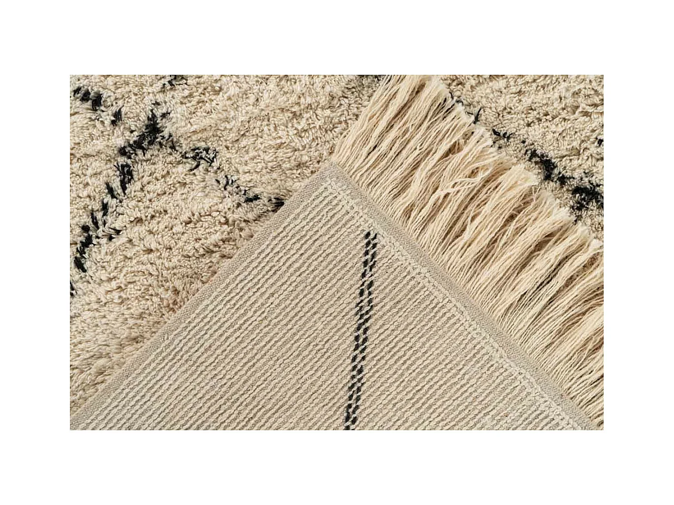 Tapis Tufté à la Main Ethnique "Mylen VI" Beige & Noir 120 x 170 cm