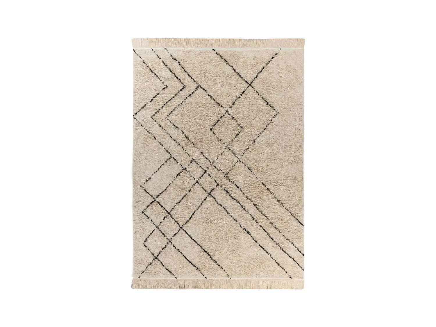 Tapis Tufté à la Main Ethnique "Mylen VI" Beige & Noir 120 x 170 cm