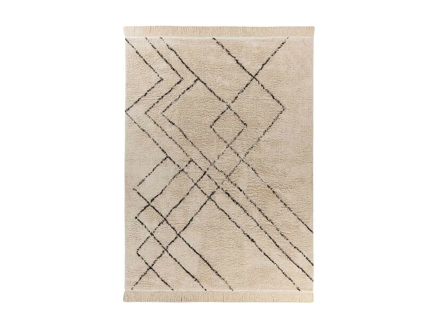 Tapis Tufté à la Main Ethnique "Mylen VI" Beige & Noir 120 x 170 cm