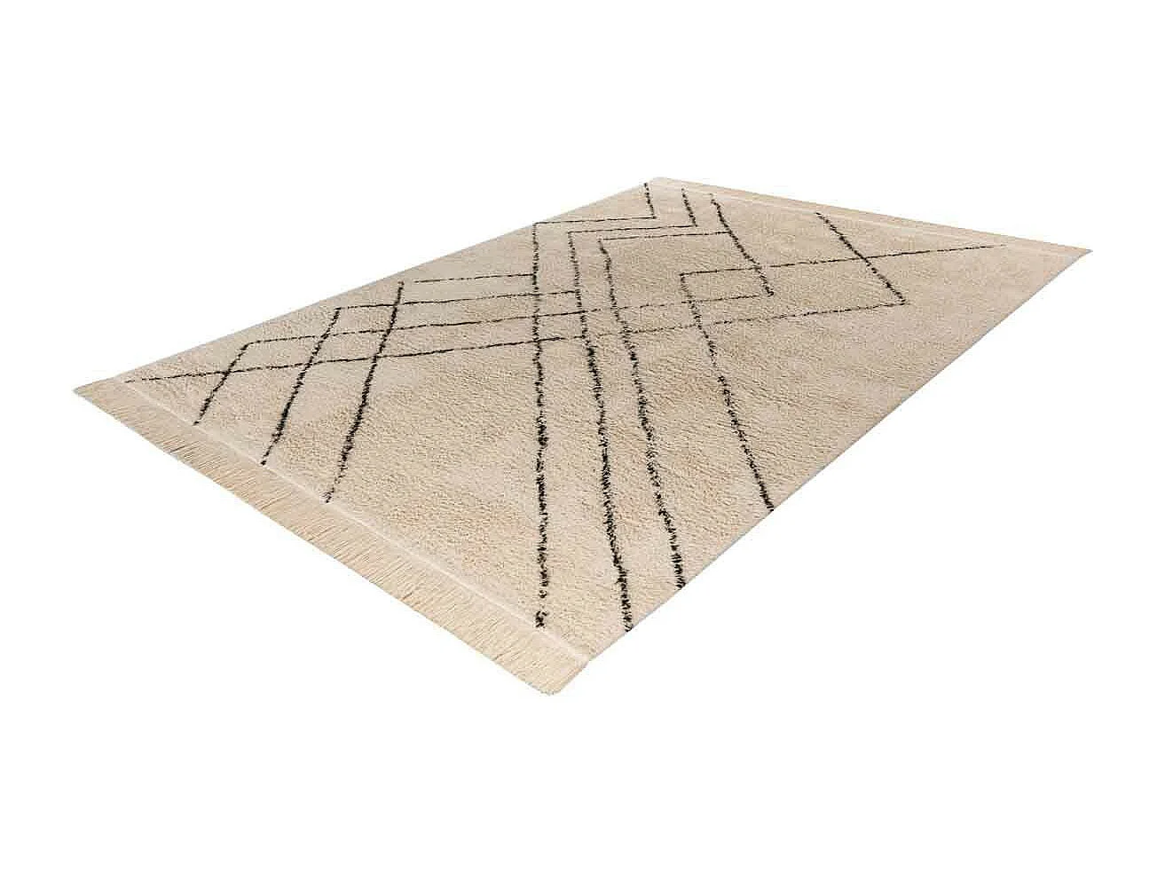Tapis Tufté à la Main Ethnique "Mylen VI" Beige & Noir 120 x 170 cm
