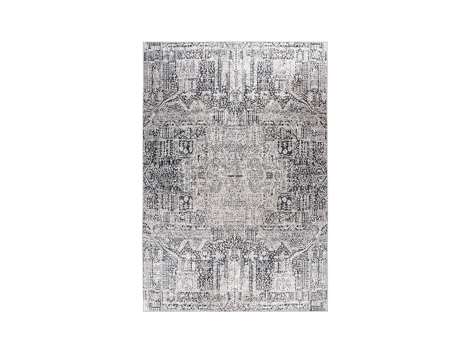 Tapis Vintage à Poils Plats "Rhodin" Gris 120 x 170 cm