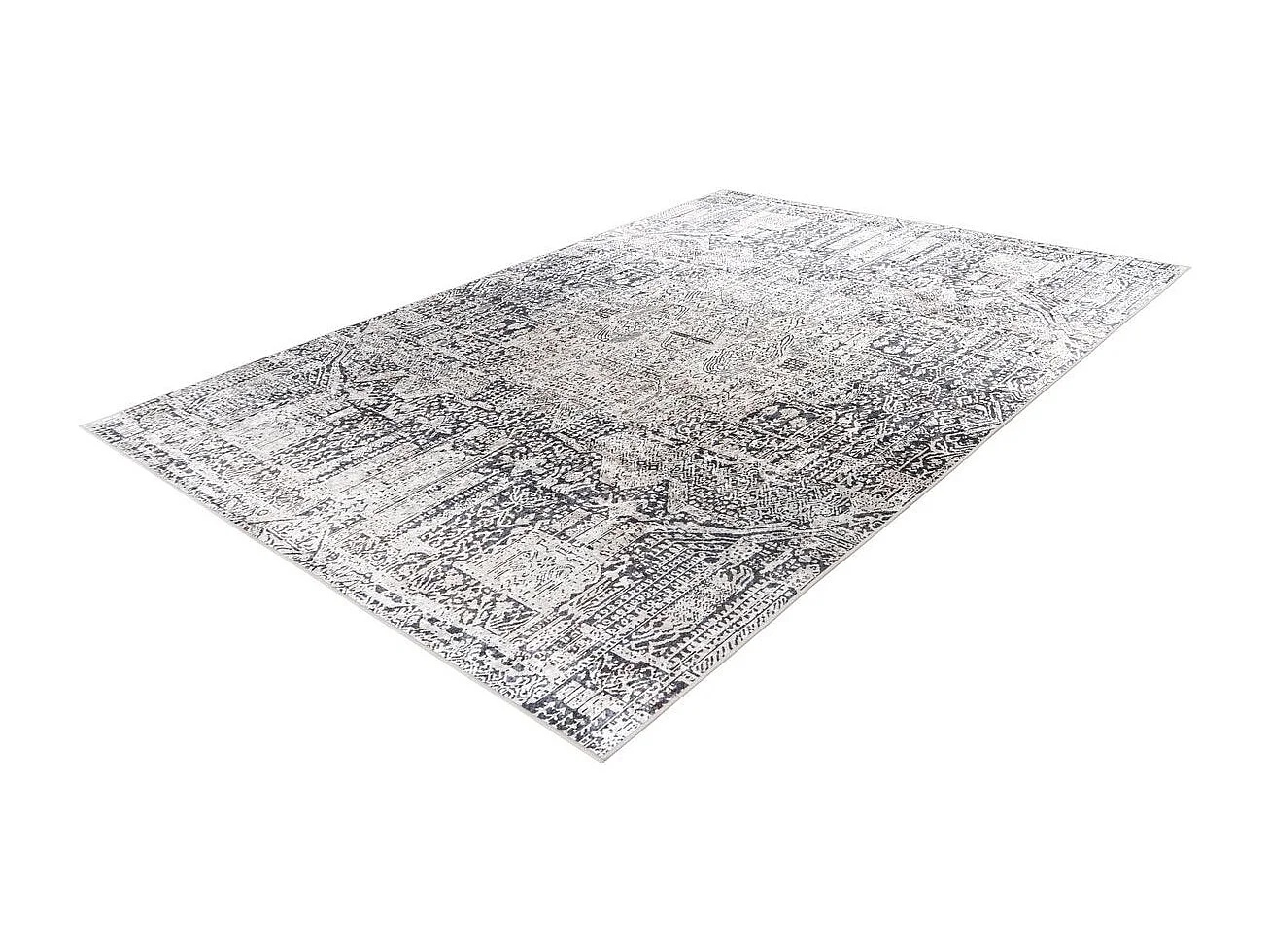 Tapis Vintage à Poils Plats "Rhodin" Gris 120 x 170 cm