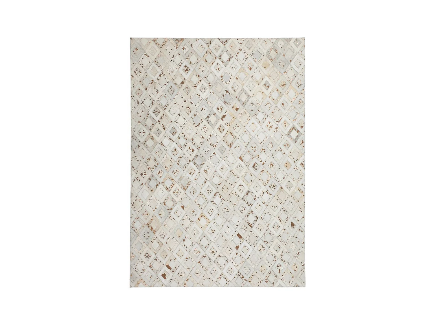 Tapis en Cuir Effet Métallique "Spark" Ivoire & Chrome 120 x 170 cm