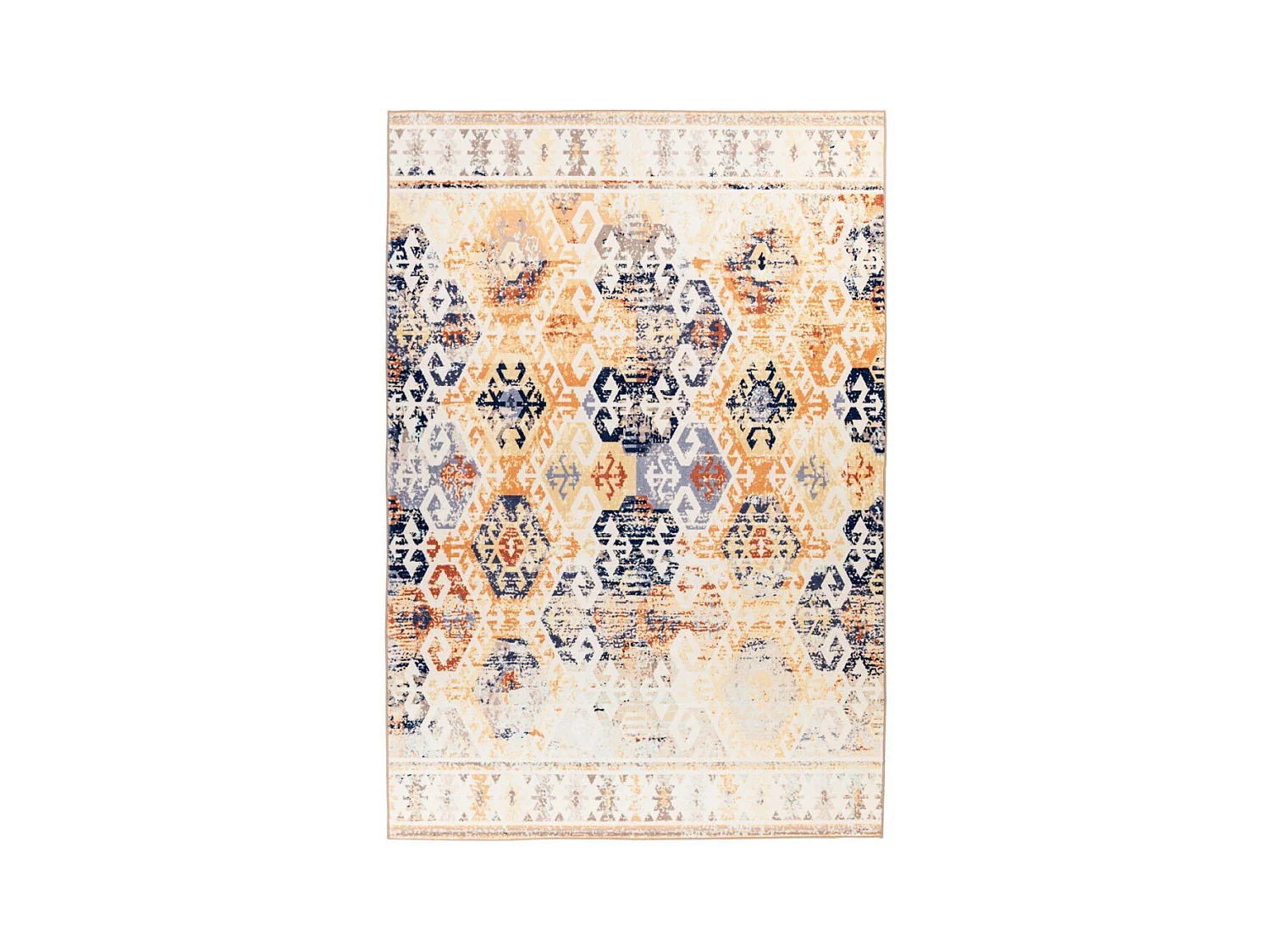 Tapis Tissé Rétro à Poils Courts "Saphira" Beige 120 x 170 cm