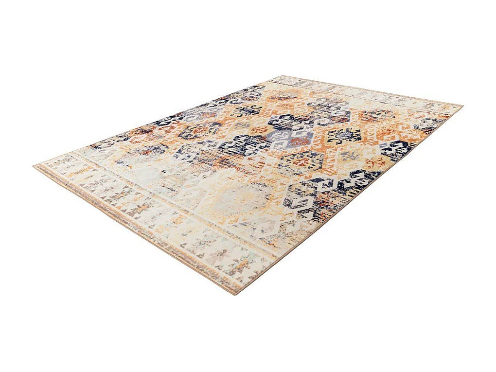 Tapis Tissé Rétro à Poils Courts "Saphira" Beige 120 x 170 cm