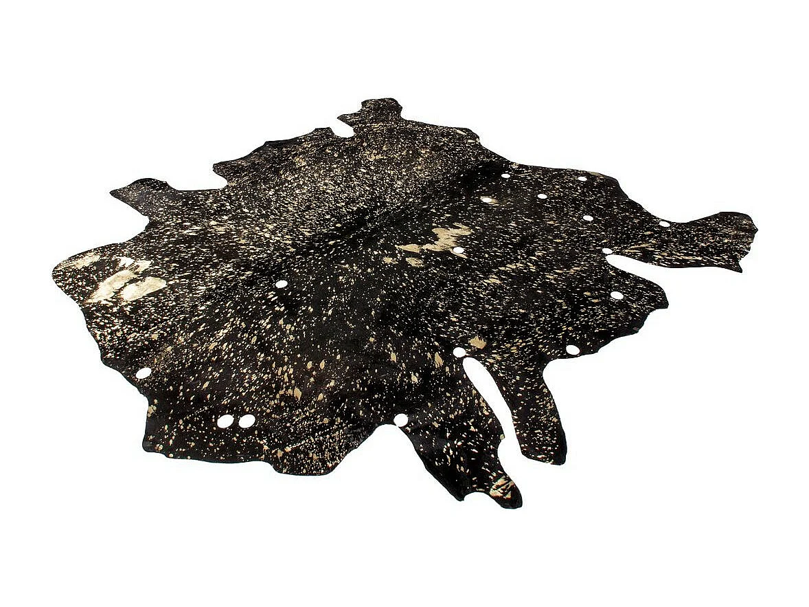 Tapis Peau de Vache "Glam" Noir & Or Entre 2 et 2,6 m2