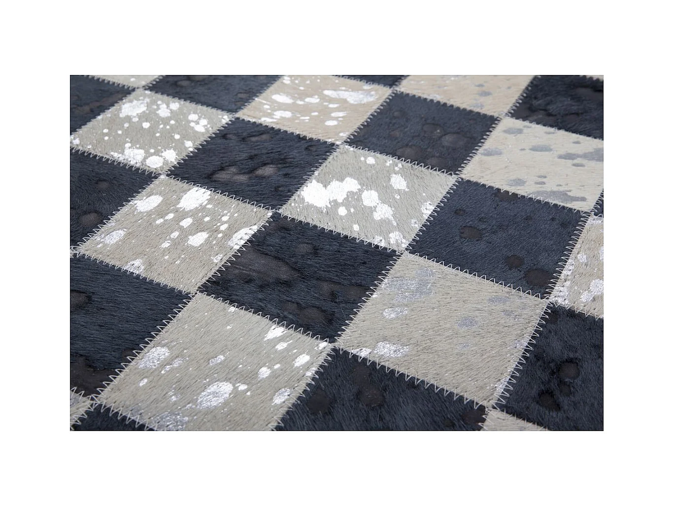 Tapis en Cuir Fait Main "Rocket" Argent & Gris 80 x 150 cm