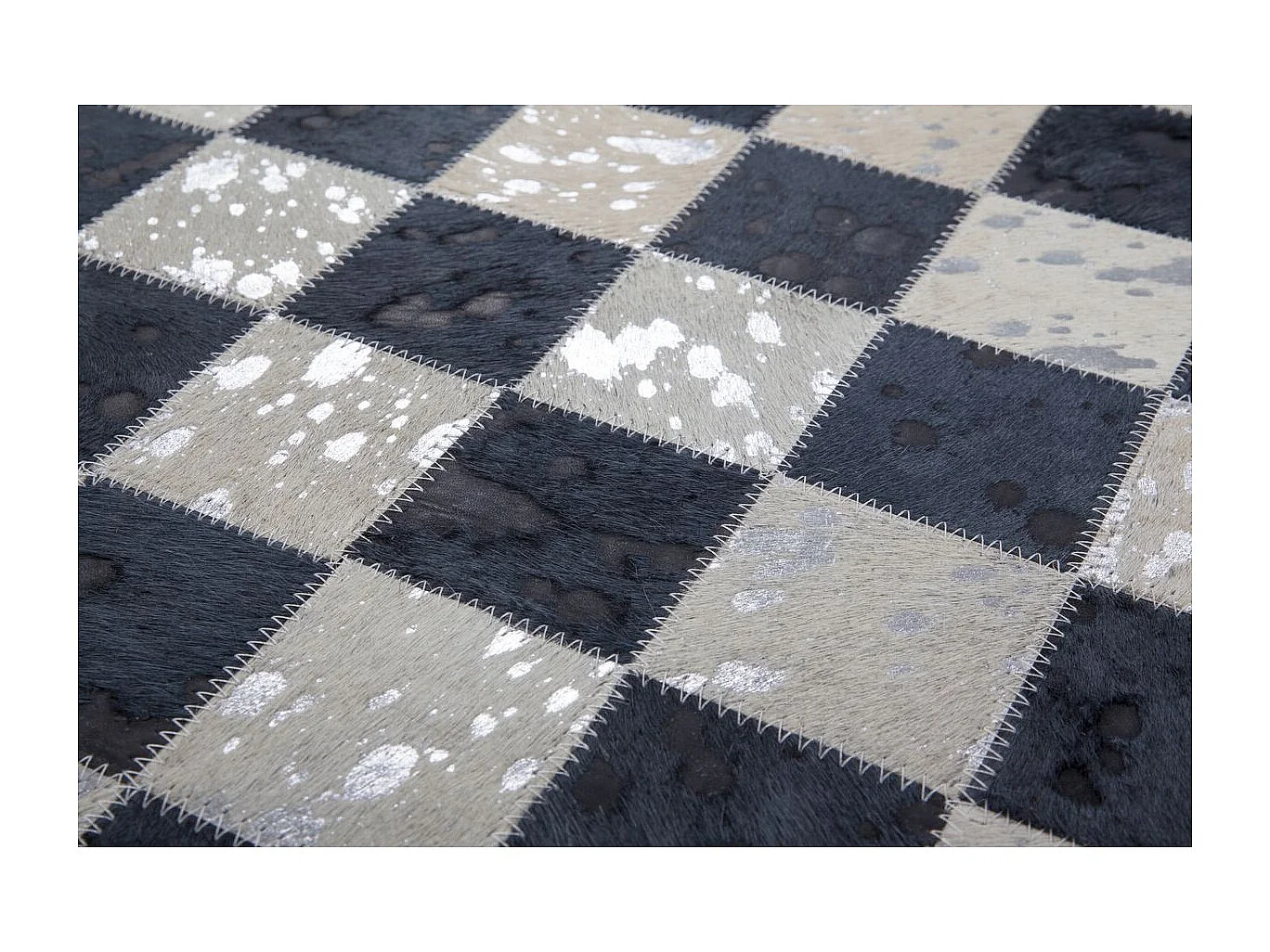 Tapis en Cuir Fait Main "Rocket" Argent & Gris 80 x 150 cm