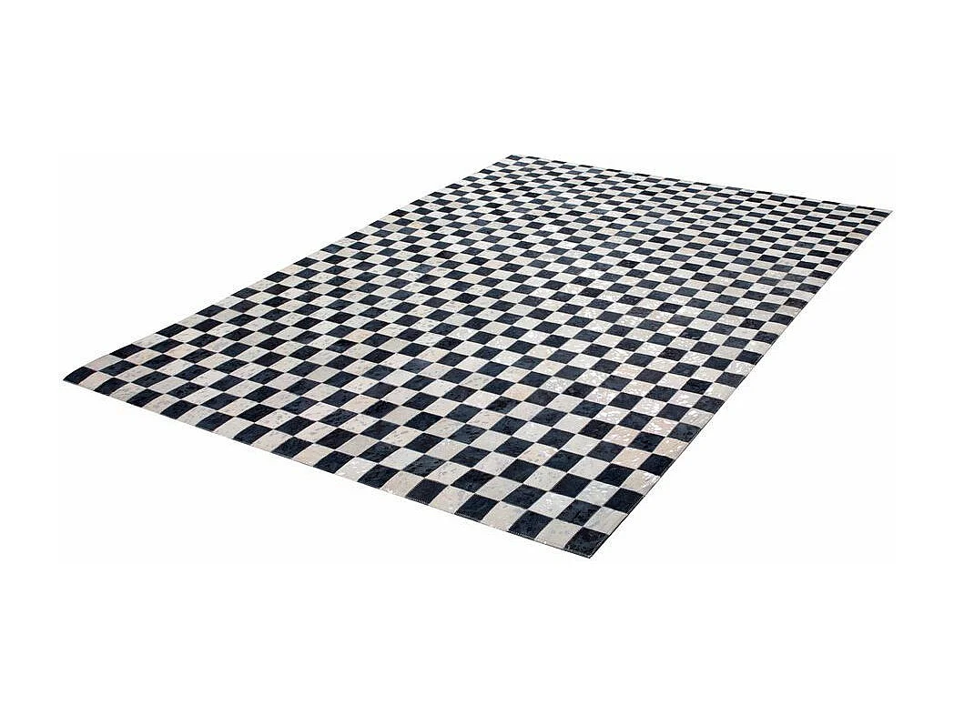 Tapis en Cuir Fait Main "Rocket" Argent & Gris 80 x 150 cm