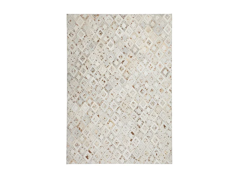 Tapis en Cuir Effet Métallique "Spark" Ivoire & Chrome 80 x 150 cm