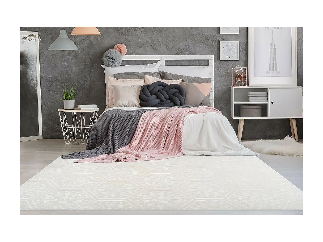 Tapis Moderne Fait Main "Monroe II" Blanc 120 x 170 cm