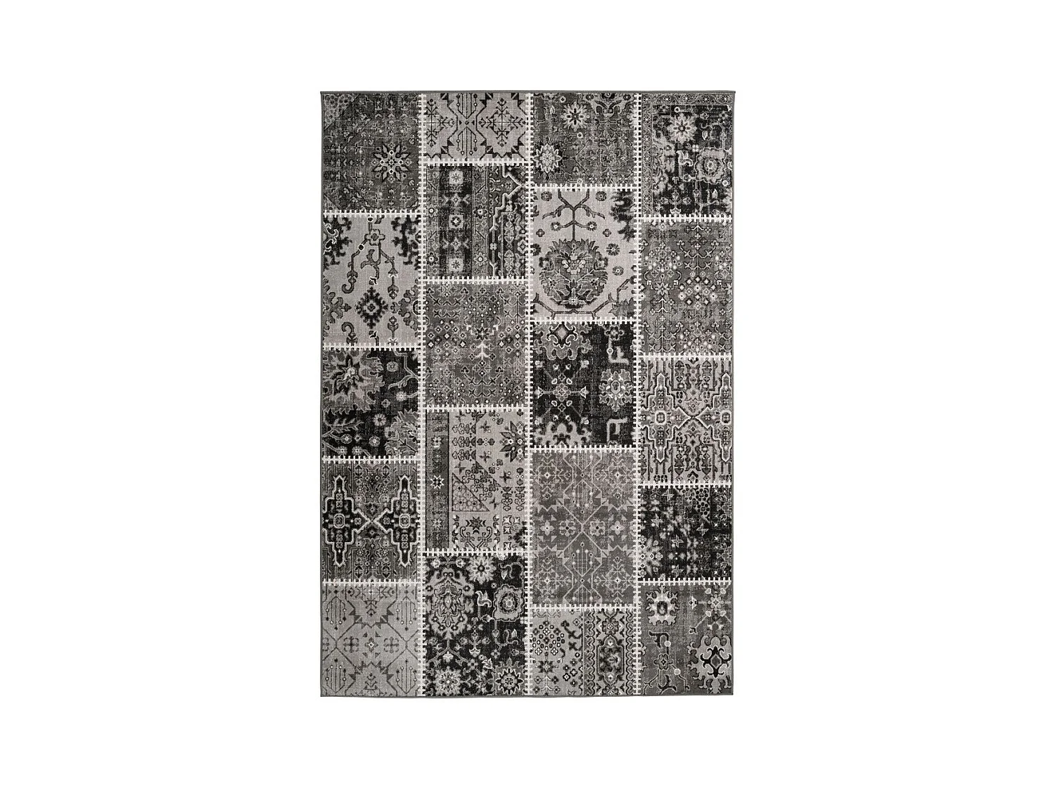 Tapis Patchwork à Poils Courts "Ariya" Gris 80 x 150 cm