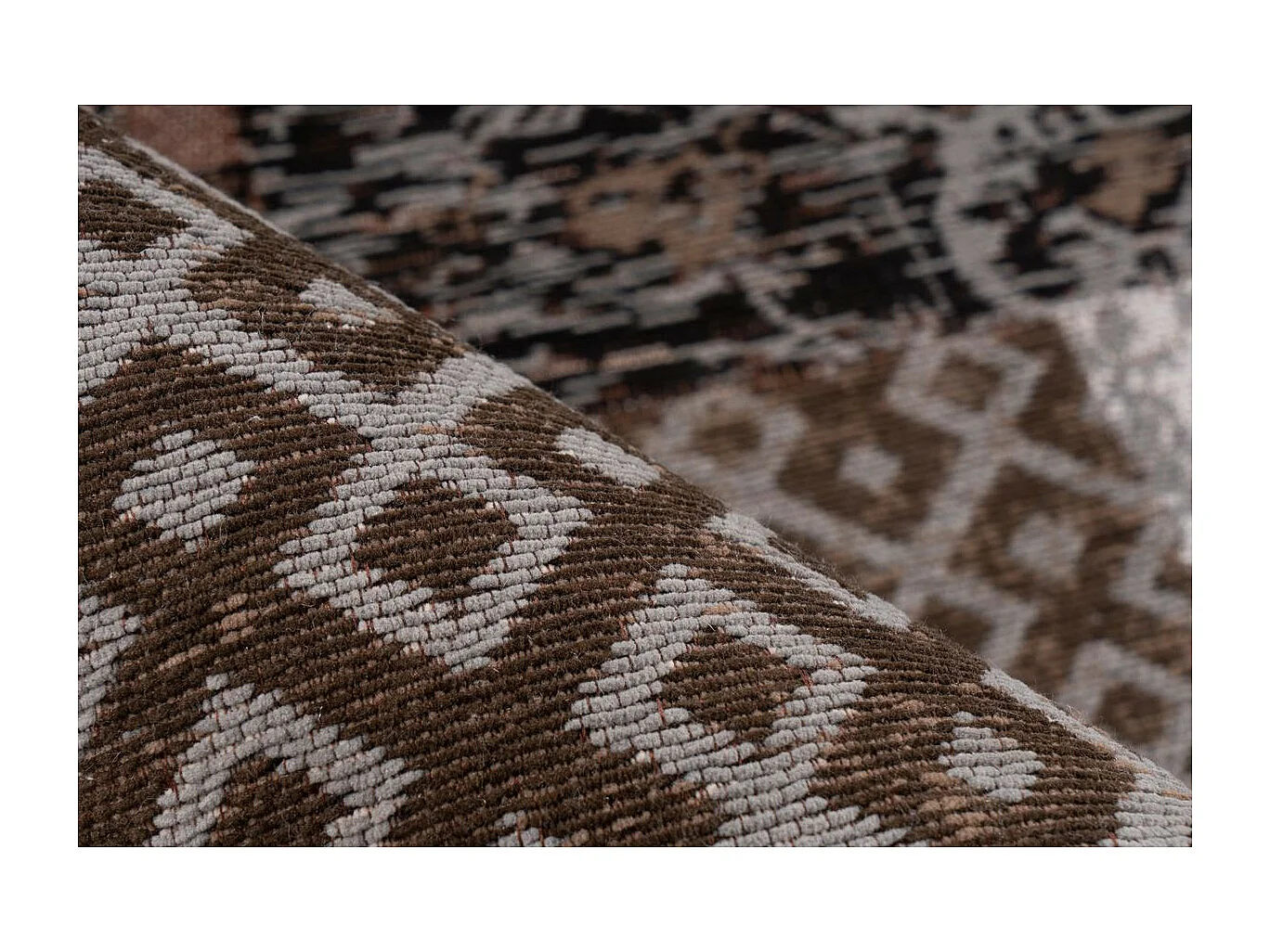 Tapis Tissé Vintage Patchwork "Symphony" Marron 80 x 150 cm