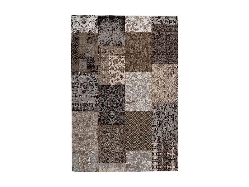 Tapis Tissé Vintage Patchwork &quot;Symphony&quot; Marron 80 x 150 cm