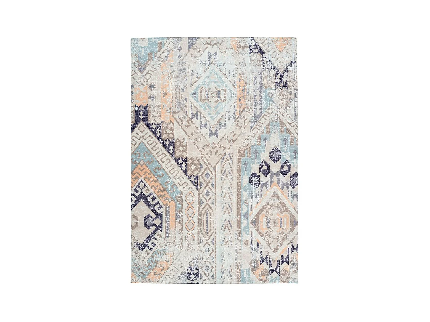 Tapis Ethnique à Poils Courts "Indiana II" Bleu 200 x 290 cm