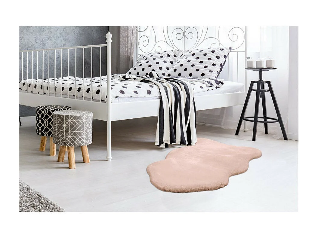 Tapis Uni Doux Poils Longs "Rabbit" 60x90cm Crème 60 x 90 cm