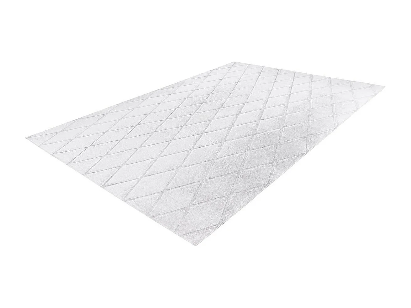 Tapis Shaggy Géométrique "Vivica" Blanc & Bleu Gris 80 x 150 cm