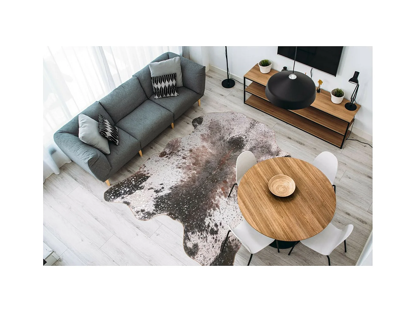 Tapis Motif Animalier "Western" Argent & Noir 130 x 170 cm