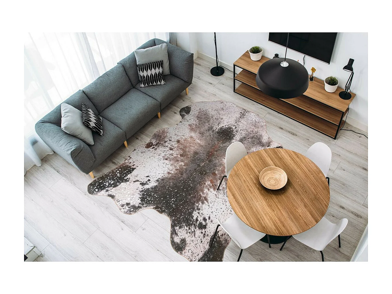 Tapis Motif Animalier "Western" Argent & Noir 130 x 170 cm