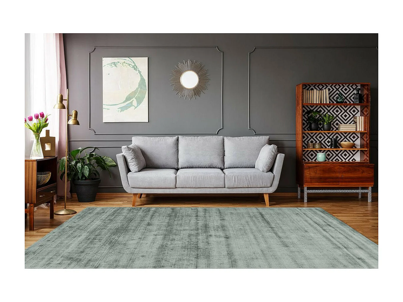 Tapis à Poils Courts Fait Main "Luxury I" Menthe 160 x 230 cm