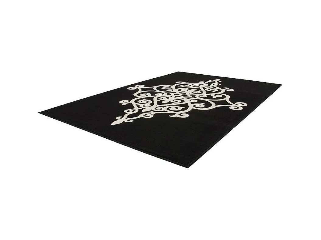 Tapis Tissé Effet 3D à Poils Courts "Manolya" Noir 80 x 150 cm
