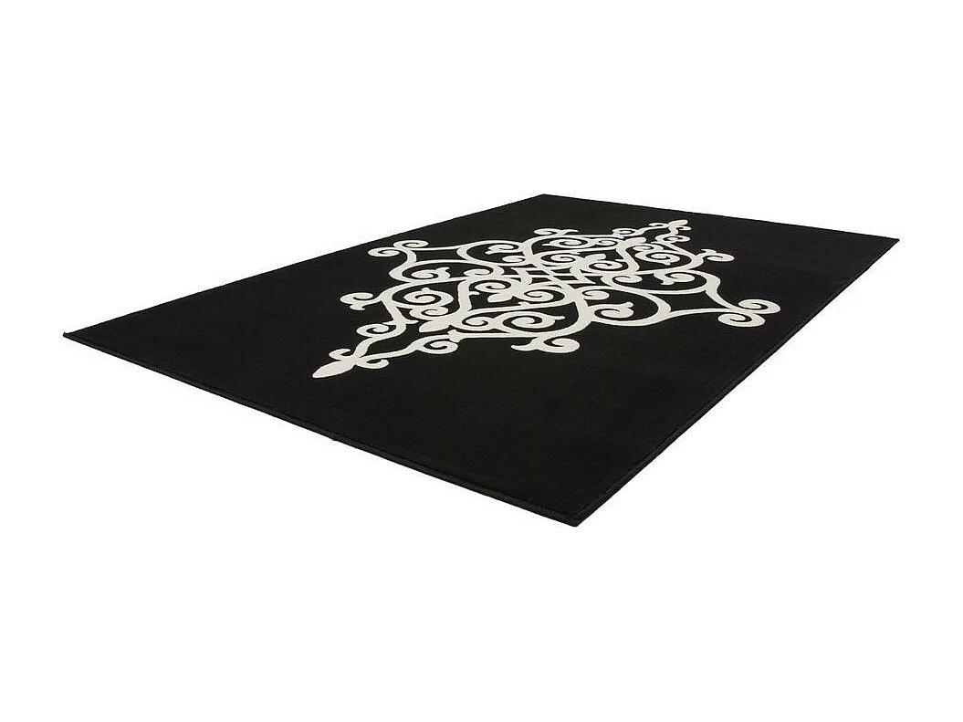 Tapis Tissé Effet 3D à Poils Courts "Manolya" Noir 80 x 150 cm