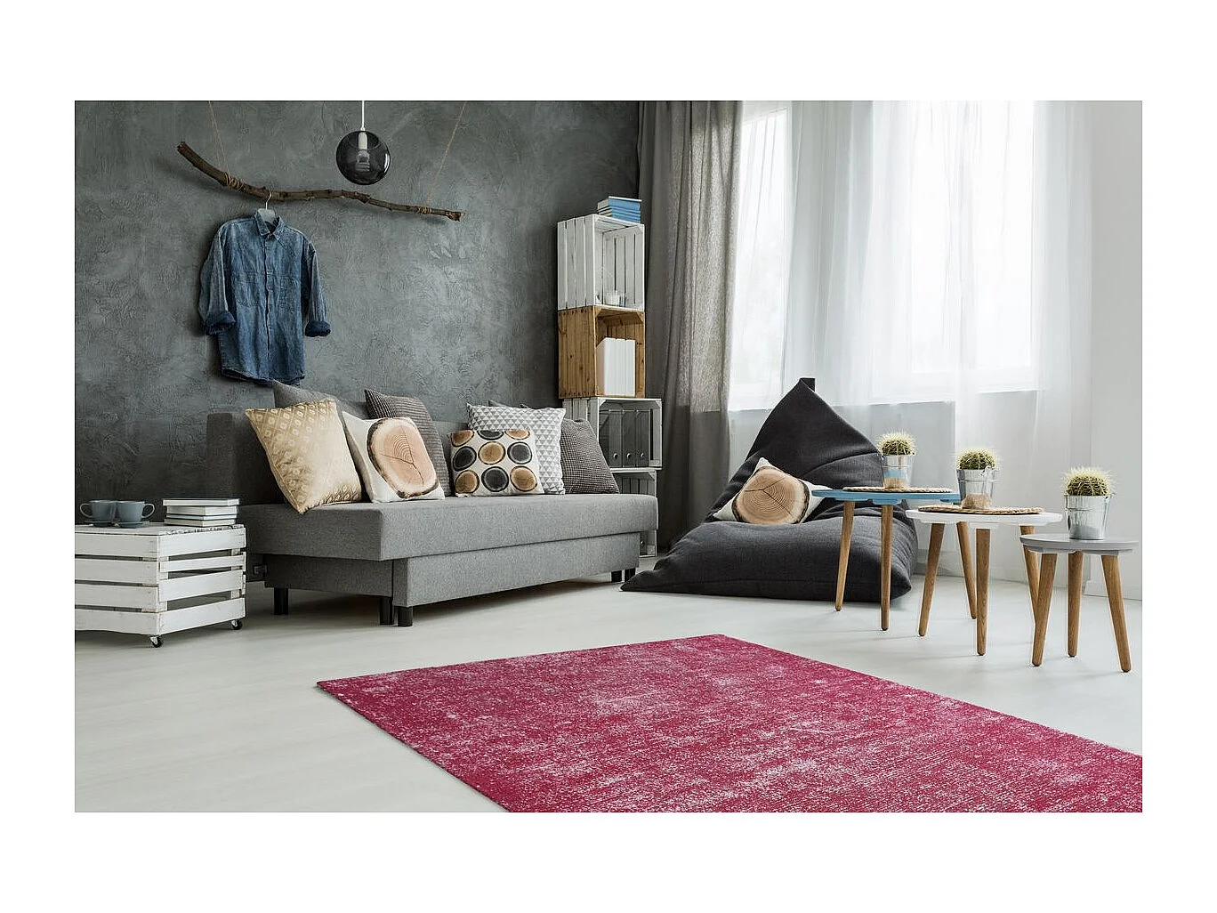 Tapis Vintage Tissé à la Main "Etna" Rose 120 x 170 cm